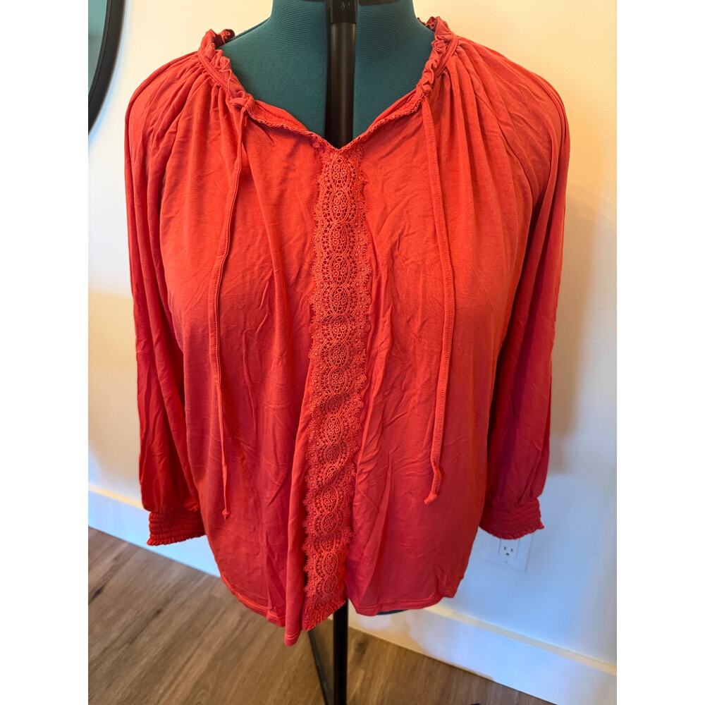 Cable & Gauge Women’s Orange Blouse with Tassles Size 1X